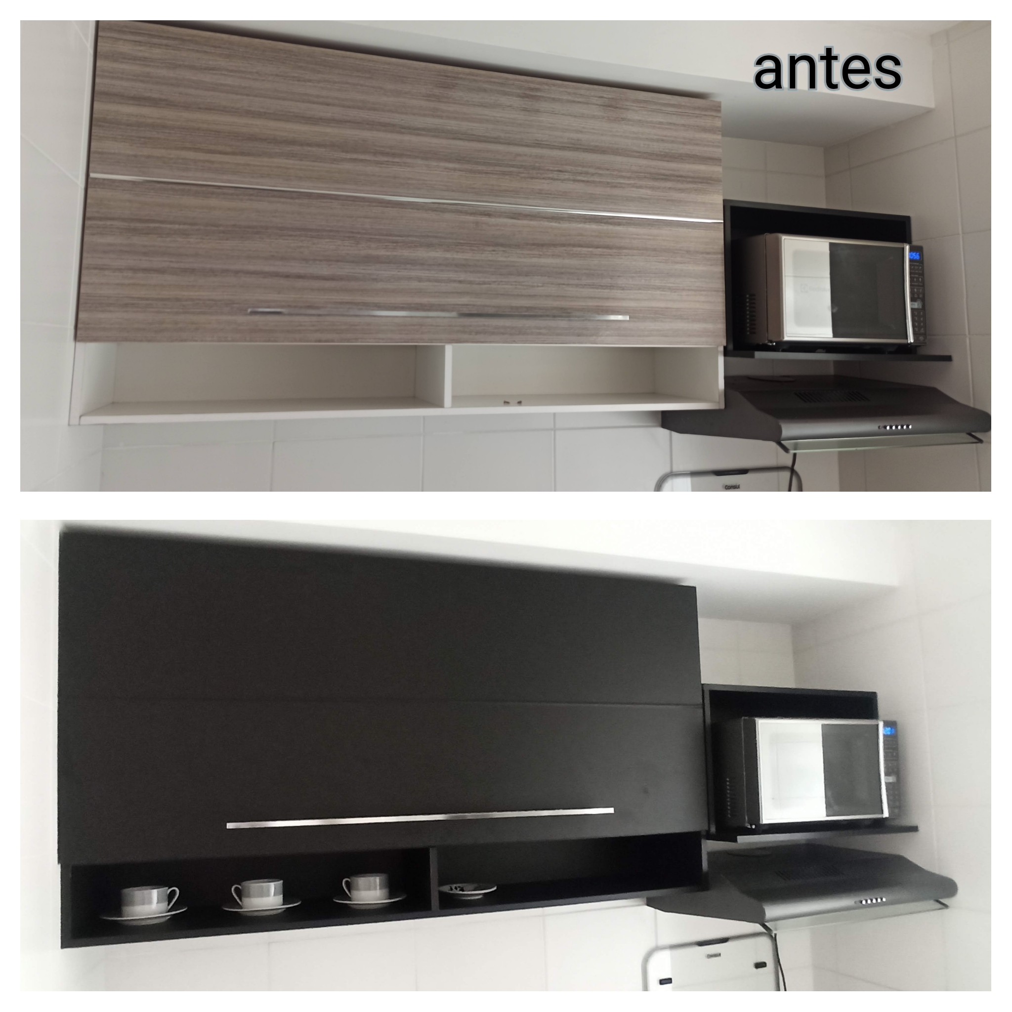 Envelopamento de armário de cozinha em preto fosco Alltak automotivo